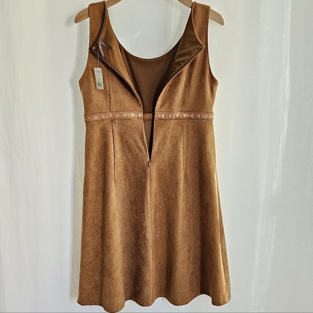 Stetson Tobacco Brown Sleeveless Faux Suede Mini Dress - Picture 13 of 16
